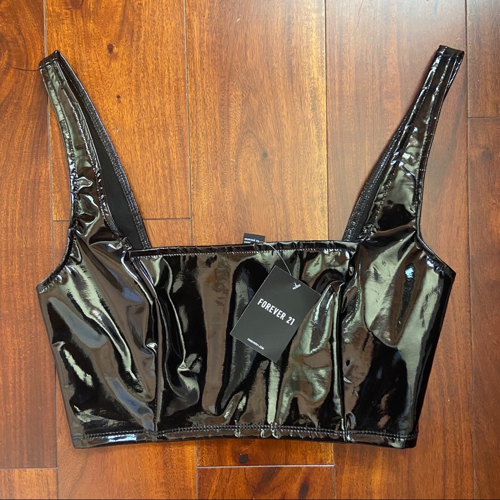 Faux Latex Knit Top